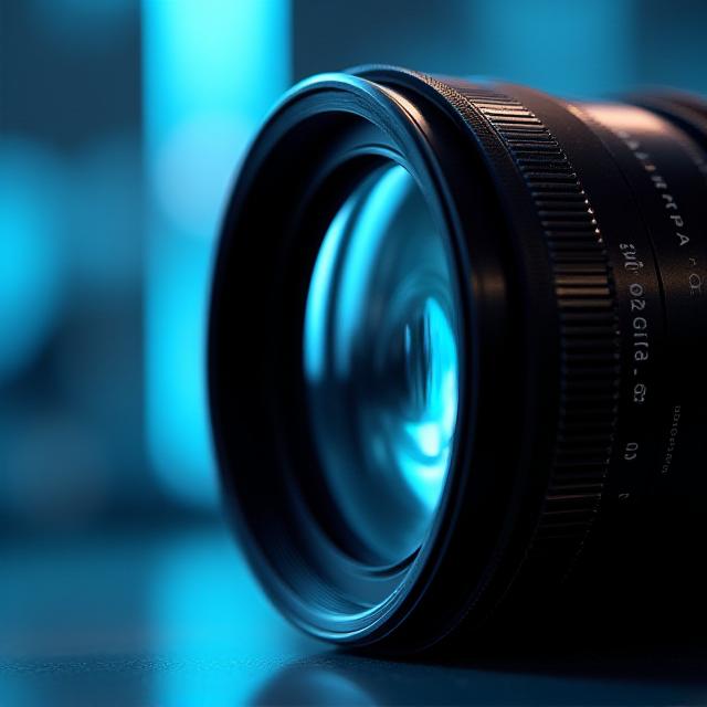Close up of a professional DSLR camera lens